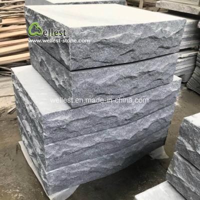 G654 Dark Grey Granite Split Face Rock Block Step for Garden Stone