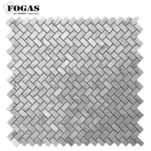 38X13mm Fish Bone Carrara White Marble Tile Wall Mosaic