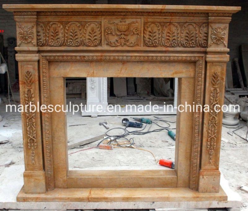 Hand Carved Custom Marble Fireplace Home Decoration (SYMF-176)