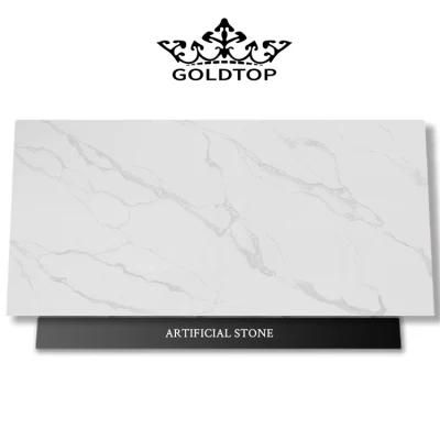 Artificial Polished/Honed 3200X1600mm Calacatta White/Black/Grey Mvjay Quartz for Kitchen/Bathroom Countertop Worktop