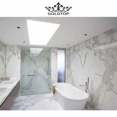 Manufacturer Direct Natural Italian Marble Slab Calacatta White Marble Slab with Grey Veins for Sale