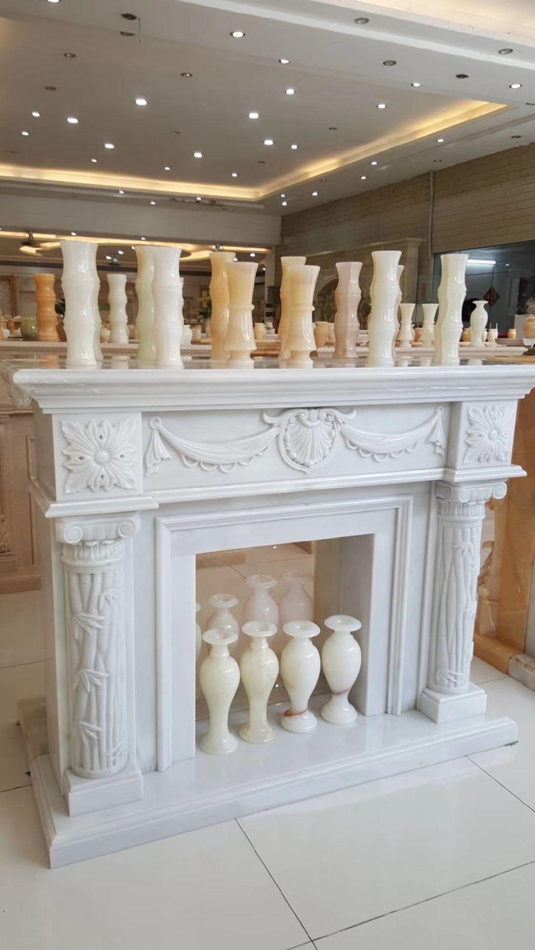 Indoor Marble Fireplace Hand Carved for Europe America