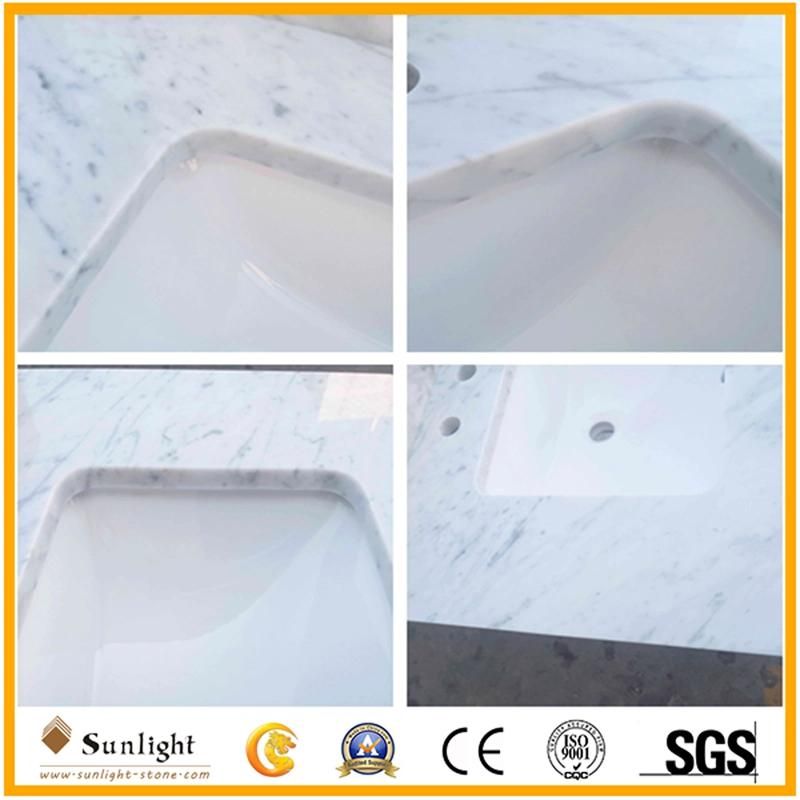 Custom Cheap Natural Carrara White Marble Stone Bathroom Vanity Countertops