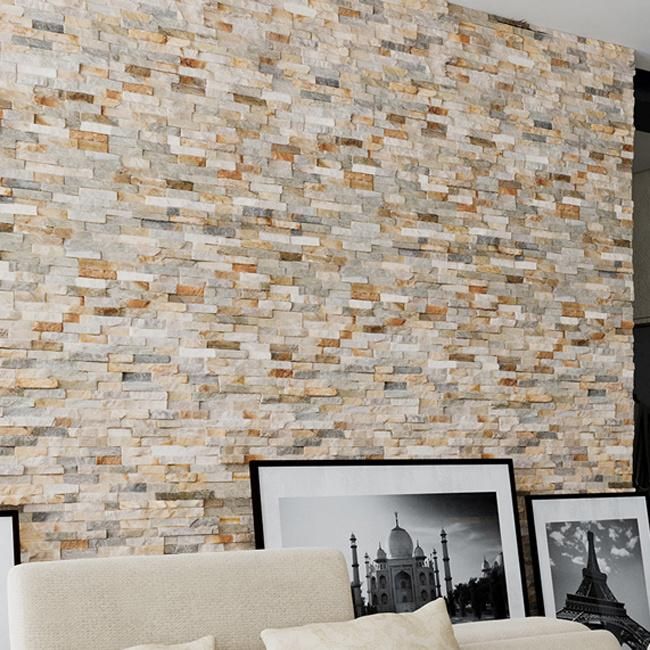 Building Material Split Surface P014 Beige Decorative Real Natural Stone Stacked Exterior Slate Veneer Wall Panels