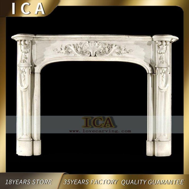 Simple Style Modern Stone White Marble Fireplace Mantel for Home