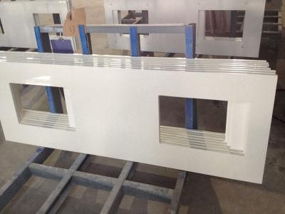 Wholesale Pure White Quartz Stone Countertops for Kitchen Island/Bathroom Vanity Top/Basin