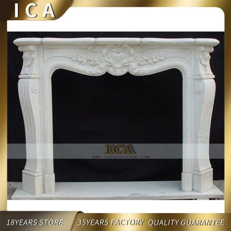 Marble Fireplace Indoor Decoration Classical Design White Stone Fireplace