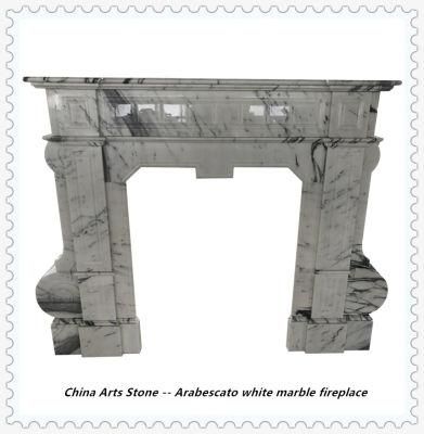 Top Quality Arabascata White Marble Fireplace