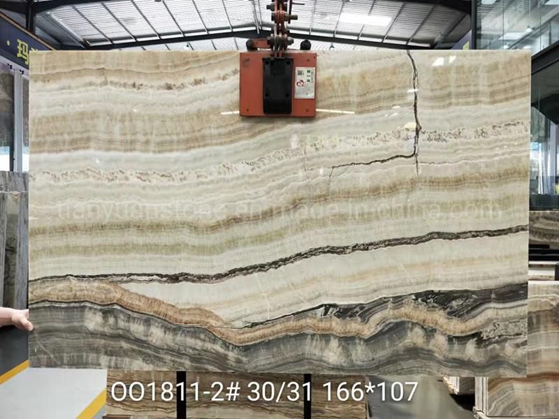 Popular Straight White Wooden Vein Onyx Jade Tiles for Floor, Wall