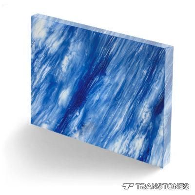 Fashionable Design Blue Polished Resin Stone Backlit Alabaster Counter