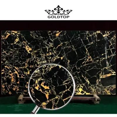 Building Material Black/Gold/White Bathroom/Kitchen Countertop 600*600 Tile Black Gold Marble for Home