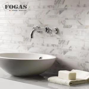 Strip Calacatta Gold Marble Interlock Tile Stone Mosaic Backsplash