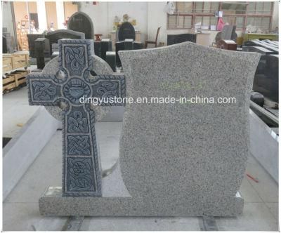 Classical Design Grey Granite Cross Roof Top Headstone Tombstone Monuments