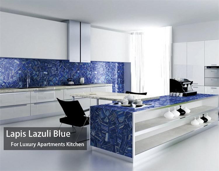 Luxury Stone Natural Marble Gemstone Yellow Blue Tiger Eye Wall and Floor Stone Tile for Apartment Villa Projects
