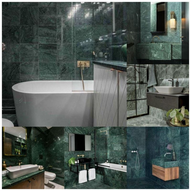 Acid Wash Surface Tinos Green Marble Flooring Tile for Hotel Decoration