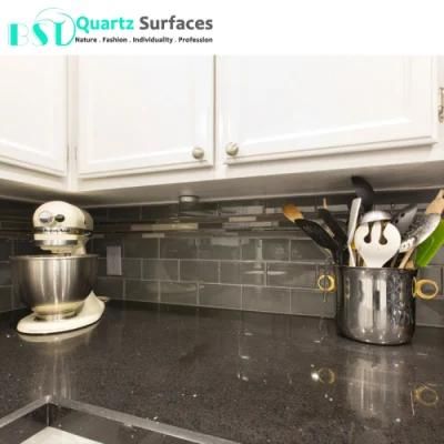 Sparkling Black Kitchen Quartz Stone Table Top