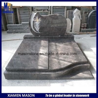 Mason France Customized Tombstone with Line Carving and Sand Blasting for Cross