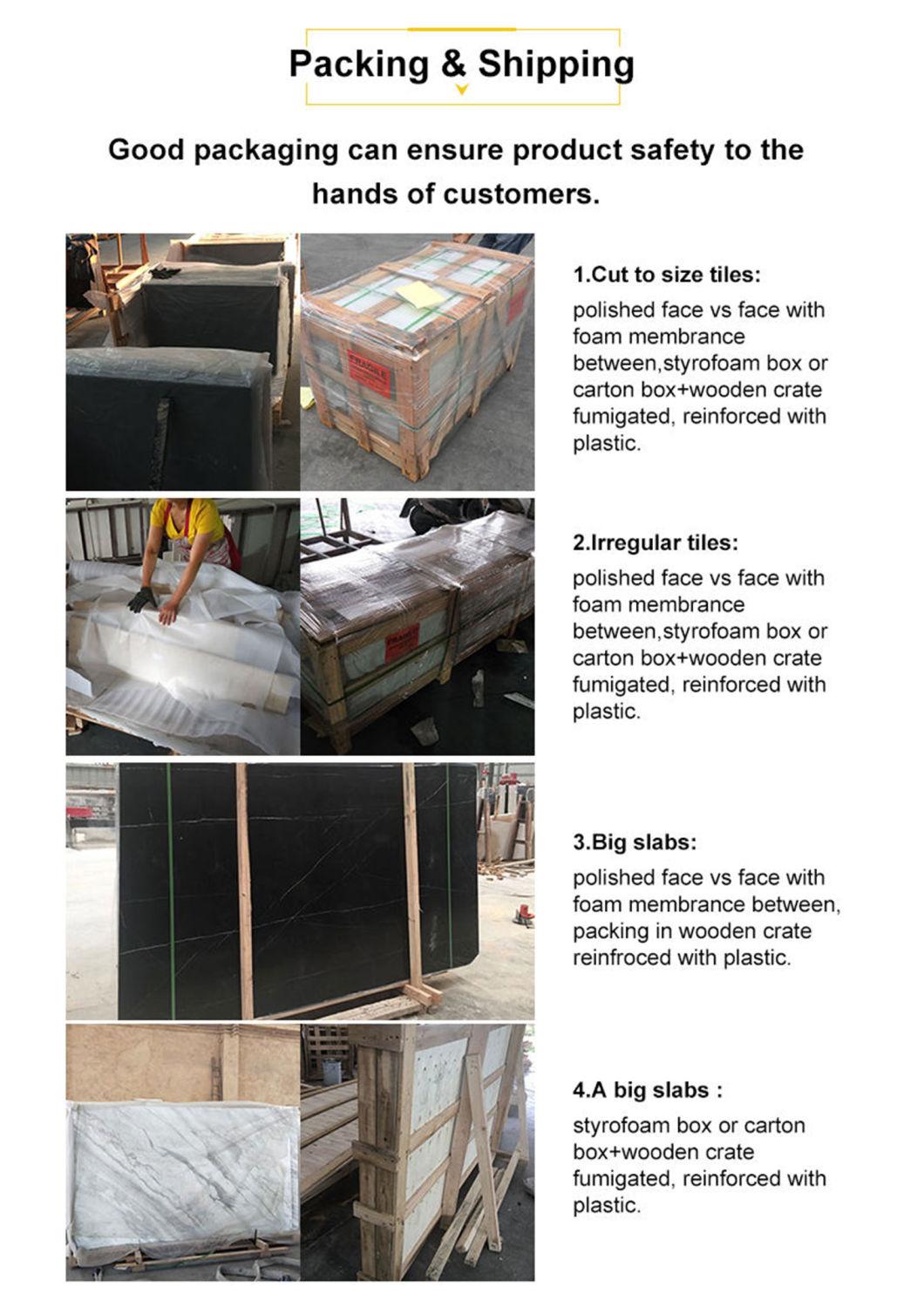 China Natural Pure Black Flooring Stone Tiles Leathered Granite
