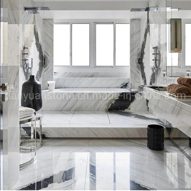 Panda White Marble Stair White Marble Bookmatch Slab Wall Shower Flooring