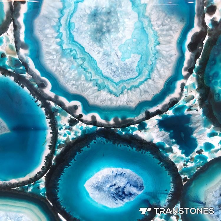 Polished Translucent Natural Blue Agate Wall Covering Sheet