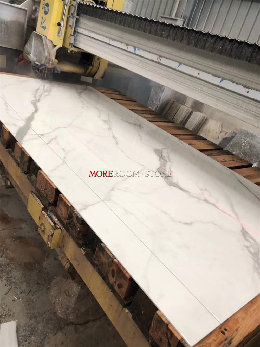 Custom Reception Desk Italian White Marble Countertops
