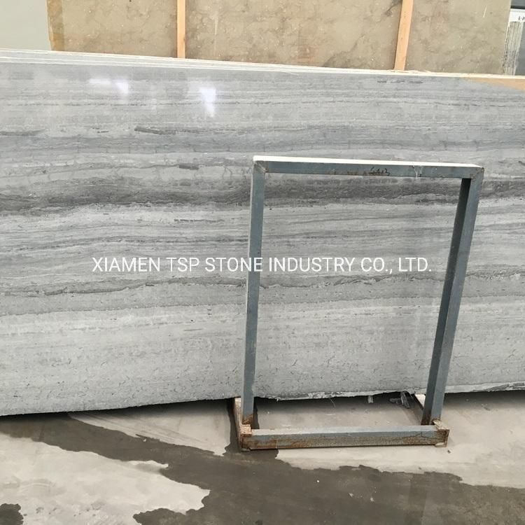Chinese White Blue Grey Wooden Vein Wood Grain Marble Slab Tile