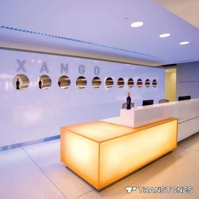 Yellow Translucent Clear Faux Stone Slab Acrylic Counter Table