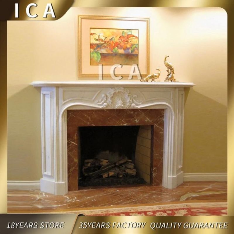 Customized Classic Carved Stone Marble Fireplace