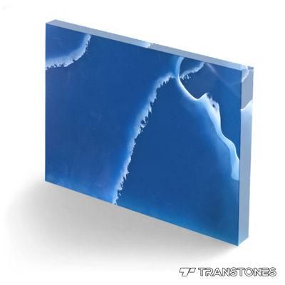Blue Texture Architectural Alabaster Stone Display Counter