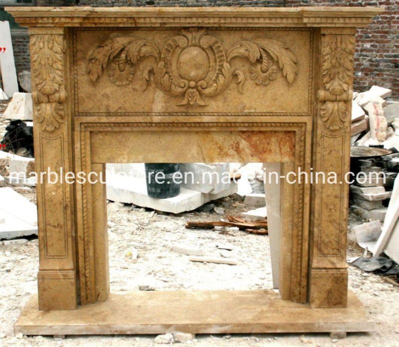 Home Decoration Indoor Yellow Stone Marble Fireplace (SYMF-171)