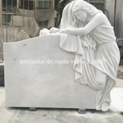 Supply China White Marble Angel Design Carvings Headstone for Cemetery