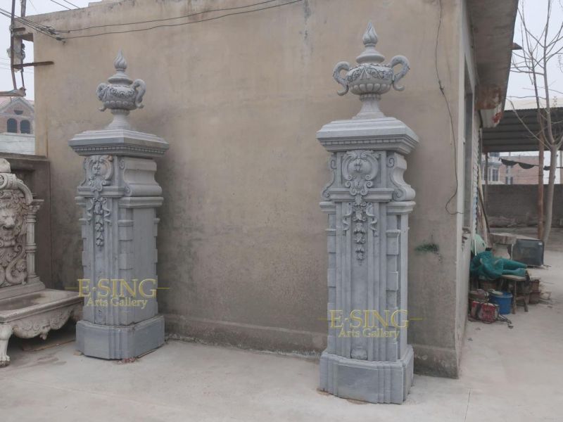 Sandstone Large Building Entrance Roman Round Columns Design
