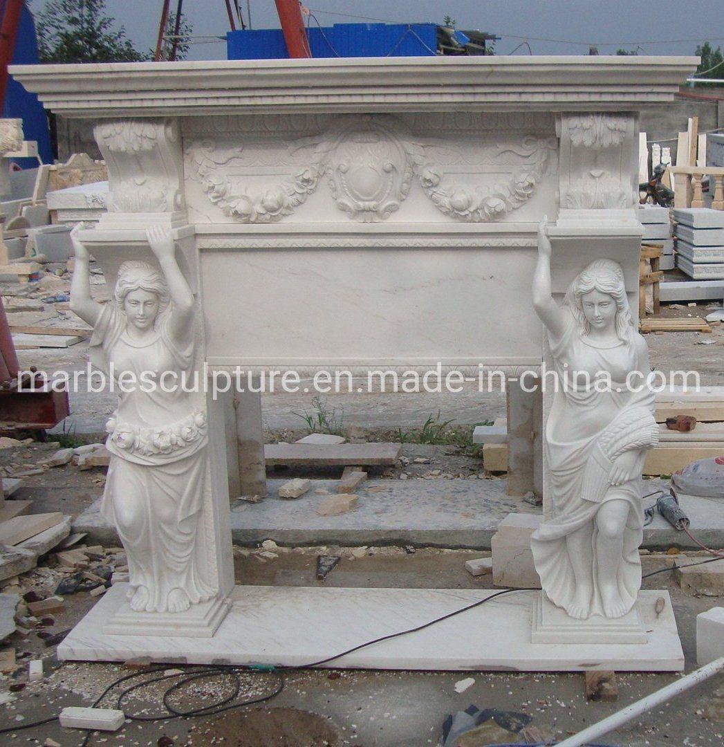 Custom Made White Marble Fireplace Home Decoration (SYMF-291)