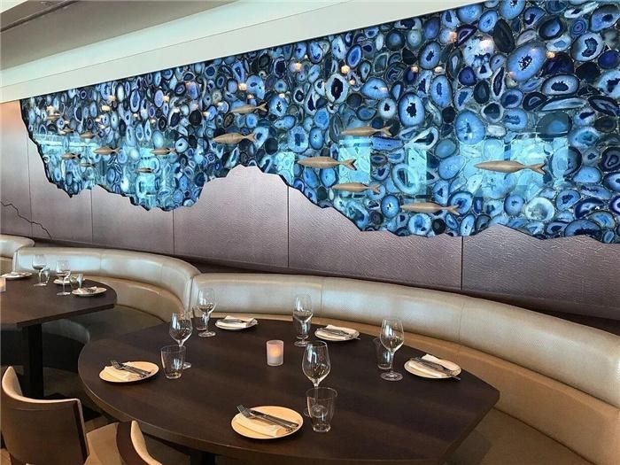 Blue Marble Onyx Agate Feature Translucent Wall Slab Price