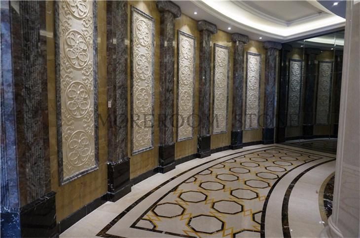 Lobby Flooring Design Water Jet Marble Medallion Flooring
