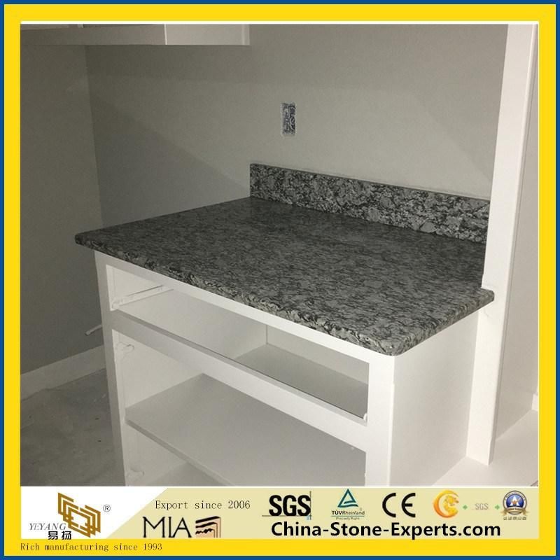 Wholesale Polished Spray White Granite Countertops for Kitchen Island/Countertop/Bathroom Vanity Top