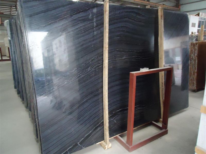 Chinese Wooden Black Marble Tiles and Slabs