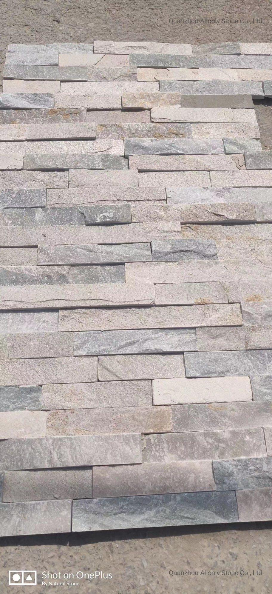 Cloud Grey Quartzite Cultural Stone Panel and Stacked Stone for Wall Cladding and Kitchen Backsplash