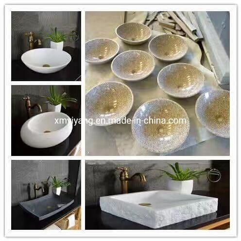 Grey/White/Black/Yellow Marble with Vein Square/Round/Rectangle/Cut-to-Size Wash Sink for Bathroom Decoration