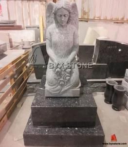 Blue Pearl Granite Kneeling Memorial Angel Cemetery Grieve Headstone