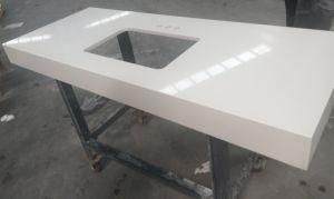White Quartz with Miter Edge-P008 Kitchen Countertop Worktop Bar Top