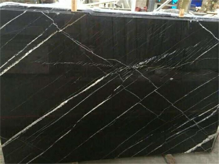 Cheap Price Black Nero Marquina Marble Slab with White Veins