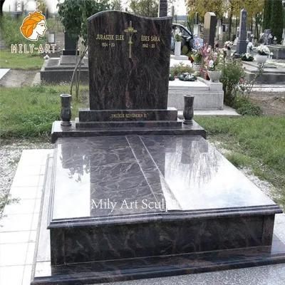 Customized Hand Carved Natural Stone Poland Granite Tombstone