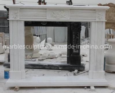 Simple Style Indoor Decorative Hand Made White Marble Fireplace (SYMF-391)