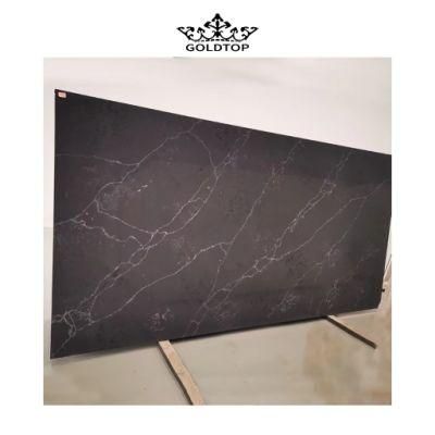 Artificial Stone Polished/Honed Surface Kitchen/Bathroom Countertop Laurent Black Quartz for Home