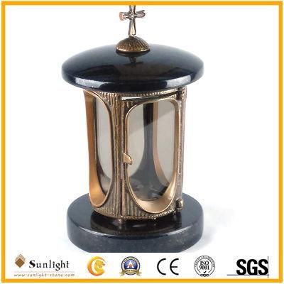 Custom Popular Black Granite Cemetery Granite Lanterns for Tombstone