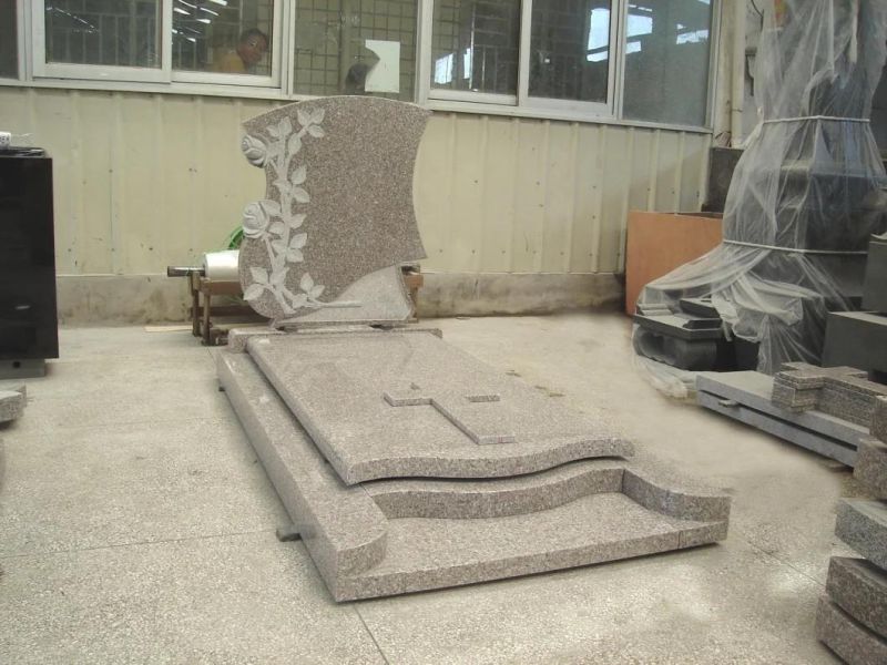 Beautiful Carved Rose Headstone with Cross