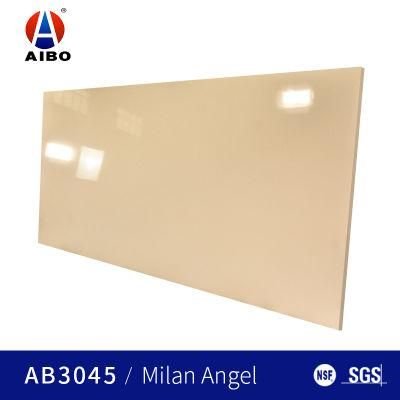 Non Abrasive Wall Panel Light Beige Artificial Quartz Stone