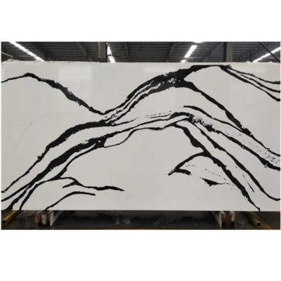 New Design White Quartz Slab with Black Veins for Countertop Artificial Quartz