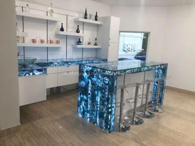 Blue Agate Semi-Precious Stone/Slabs Transparent Wall Tiles Bar Tops Countertops